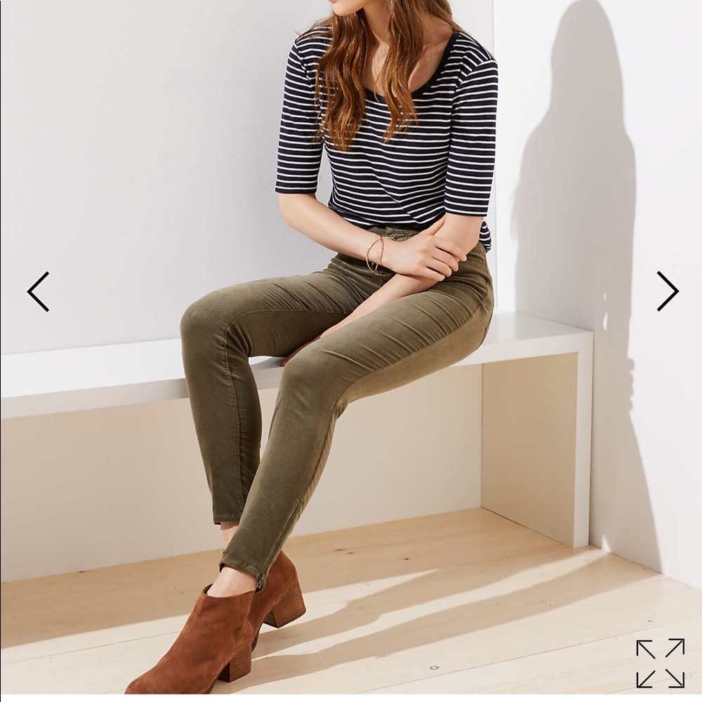 Loft modern ankle zip Kenny corduroy pants